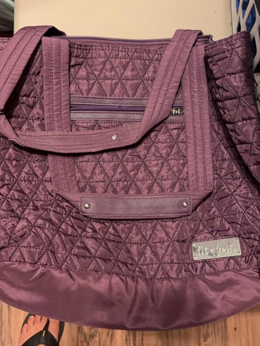 Miche Quilted Tote Bag in Plum